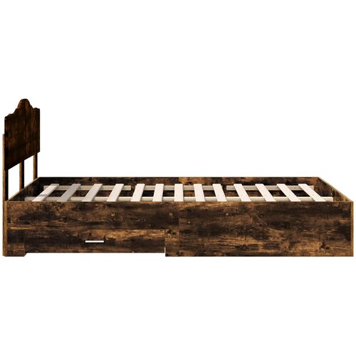  Krevetna konstrukcija s ladicama Dimljeni hrast 120 x 200 cm Smeđa 206 x 123 x 90 cm Slike
