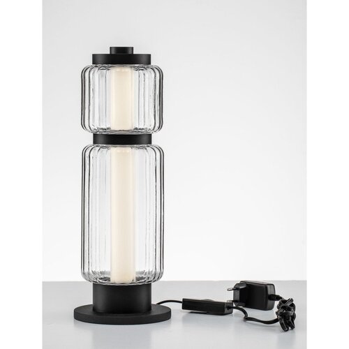 Nova Luce Mat črna steklena LED namizna svetilka (vi&amp;scaron;ina 39 cm) Liesa &amp;ndash; Slike