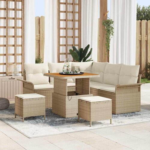 vidaXL Vrtna sedežna garnitura 8 pcs Bež, Kremasta 80 x 80 x 71 cm Cene