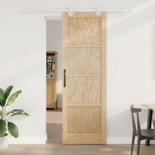 VidaXL Drsna vrata z kompletom strojne opreme 78x232 cm Trd les bor, Notranja vrata &amp;#039;ORKDAL&amp;#039;78x232x4 cm Trd les bor Slike
