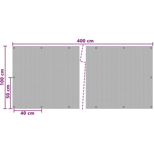  Ekran za balkon s rupama 400 x 100 cm poliratan Crna Slike