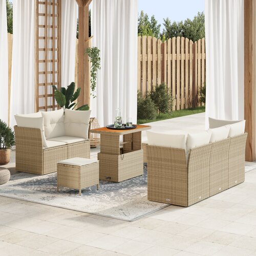 vidaXL 8 komadni vrtni sofa set s jastučićima bež Poly Rattan akacija Cijene