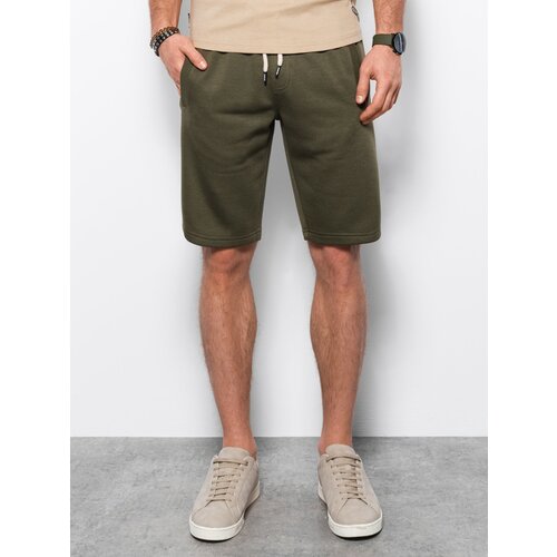 Ombre Men's short shorts with pockets - dark olive Slike