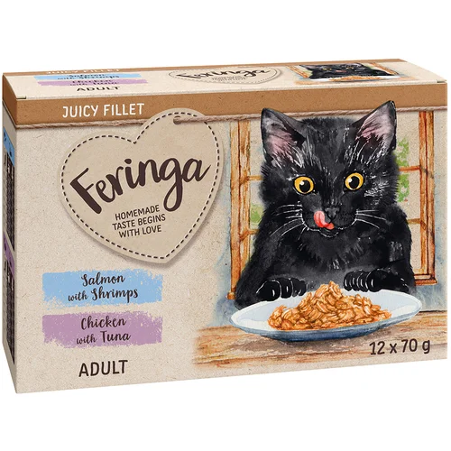 Feringa Juicy Fillet 12 x 70 g - Mješovito pakiranje: Losos s kozicama / Piletina s tunom