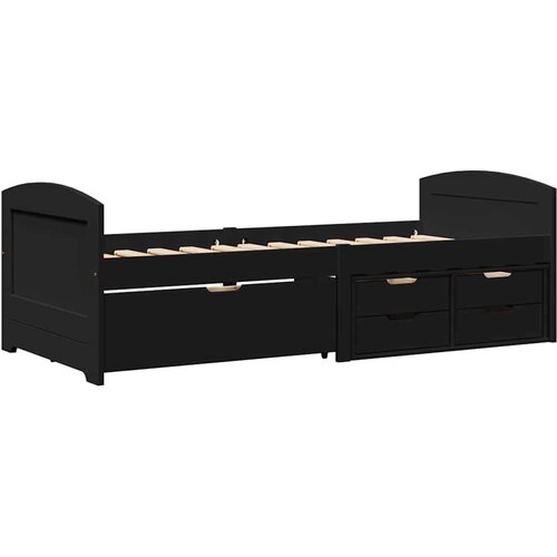 VidaXL Dnevni krevet s 5 ladica bez madraca &amp;quot;IRUN&amp;quot; crni 90x200 cm Slike
