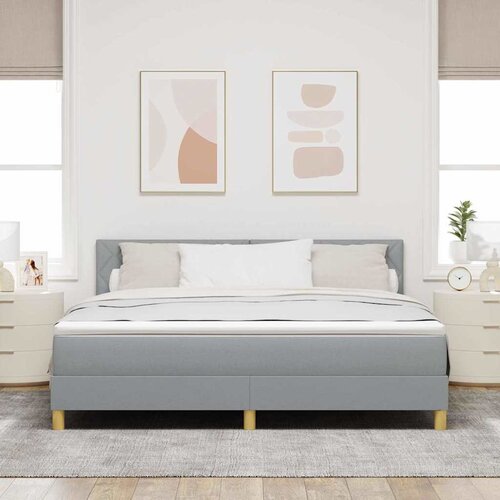  LED Box Spring Krevet Svijetlo siva 180 x 200 cm tkanina Slike