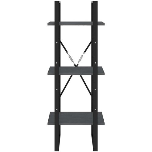 VidaXL Knjižna omara 3-nadstropna siva 40x30x105 cm trdna borovina Slike