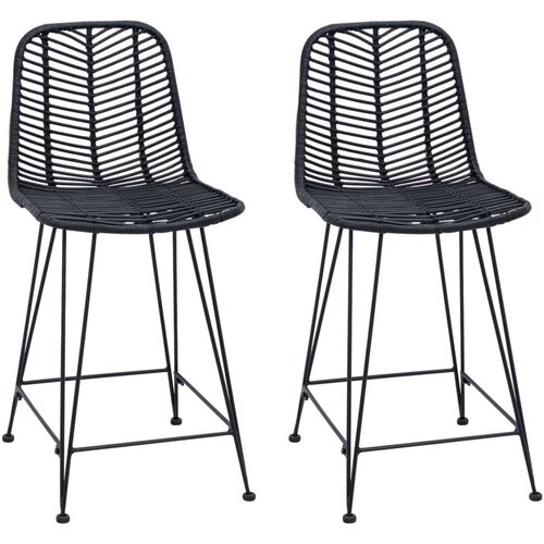  Barski stolac 2 pcs Crna 44 5 x 54 5 x 97 5 cm Ratan i čelik Slike