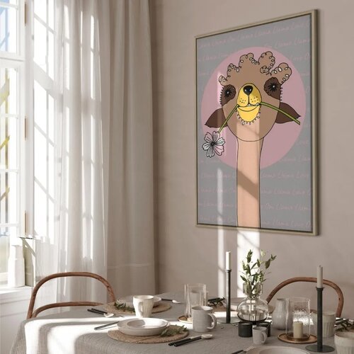  Slika - Happy Llama (1 Part) Vertical 80x120 U prirodnom drvenom okviru Slike