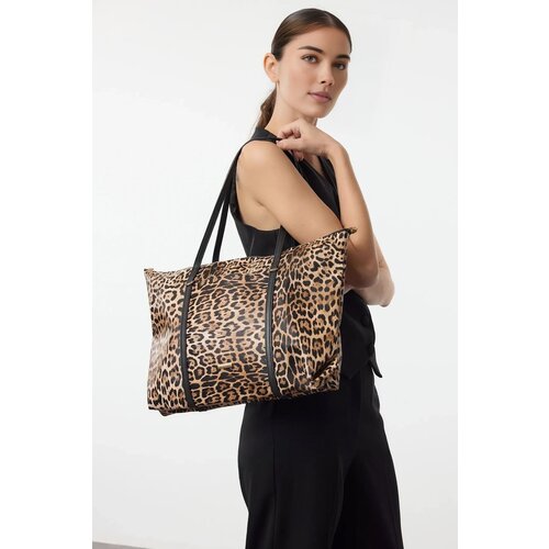  Leopard Print Brown Maxi Tote Shoulder Bag Cene