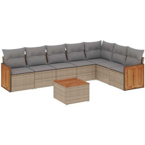 VidaXL 8-dijelni set vrtnih sofa od poliratana s jastucima bež Slike