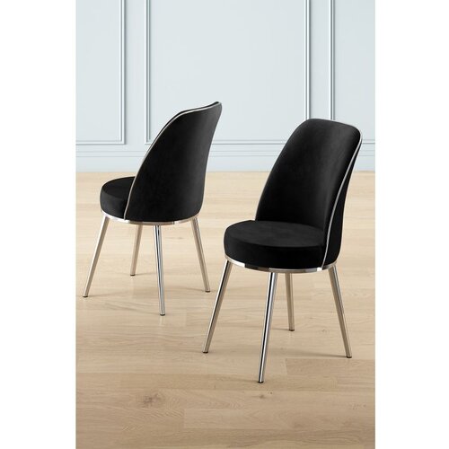 Hanah home Pefa - Black, Chrome BlackChrome Chair Set (6 Pieces) Cene