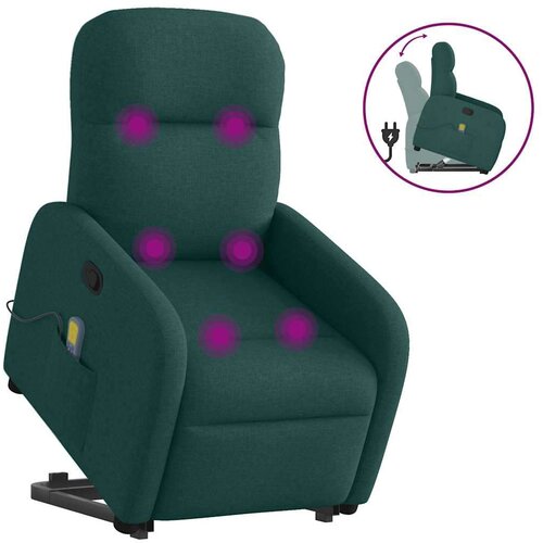 vidaXL Masažni naslonjač na podizanje od tkanine tamnozeleni Cijene