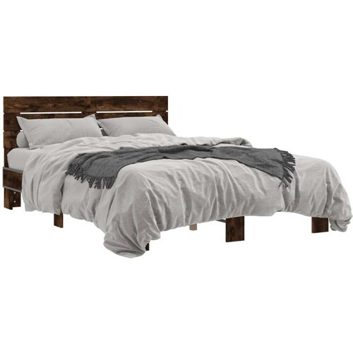 VidaXL Okvir kreveta boja hrasta 140x190 cm konstruirano drvo i metal Slike