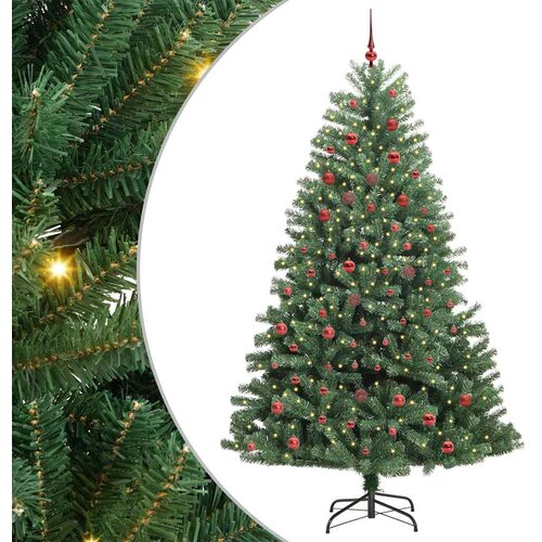  Umjetno božićno drvce s nogom Zelena 210 cm PVC i metal Slike