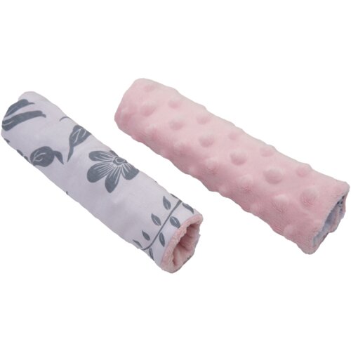 Medi Partners Stroller belt protectors (2 pcs.) cotton + minky – Berry + pink Minky Cene