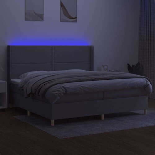  Box spring s madracem LED svjetlosivi 200x200 cm tkanina Slike
