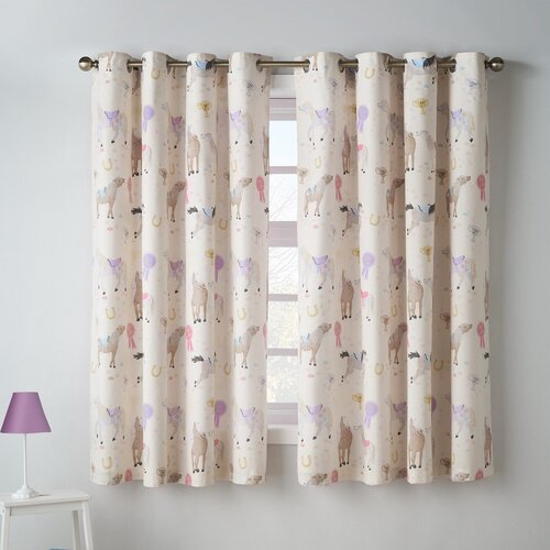 Catherine Lansfield Kremno bele otro&amp;scaron;ke zavese v kompletu 2 ks 168x183 cm Happy Horses &amp;ndash; Slike