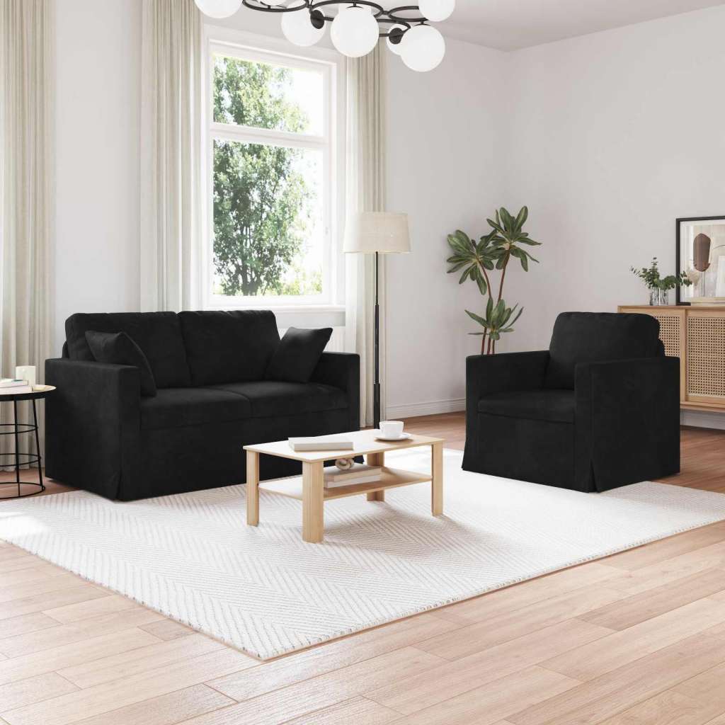 SOFA Kavč 2 pcs Črna Splo&amp;scaron;ne dimenzije: 138 x 78 x 80 cm (&amp;Scaron; x G x V), (5000145991) Slike