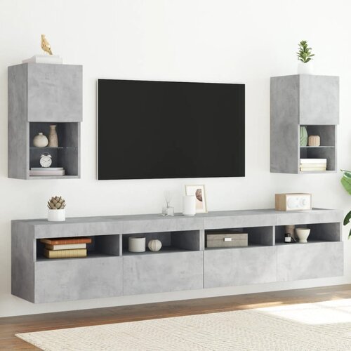 TV ormarići s LED svjetlima 2 kom siva boja betona 30,5x30x60cm Cene