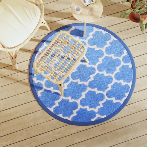 VidaXL Vanjski tepih plavi &amp;Oslash; 120 cm PP Slike