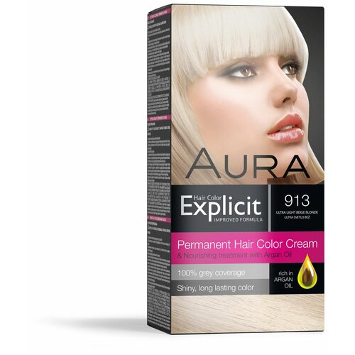 Aura set za trajno bojenje kose explicit 913 ultra light beige / ultra svetlo bež Slike