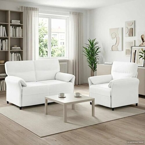  Set sofe 2 kom. Bijela Tkanina - Bijela 1-sjedalo (70 cm) 2-sjedalo (120 cm) Cene