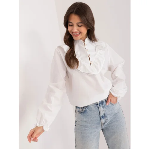 Fashion Hunters White elegant shirt with ruffle