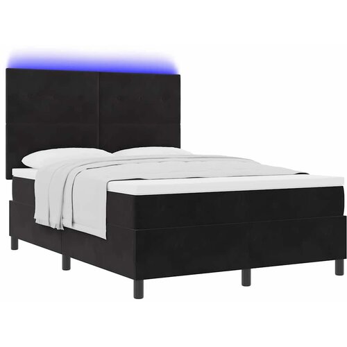  LED Box Spring Krevet s uzglavljem Crna 140 x 200 cm Bar&amp;scaron;un Slike