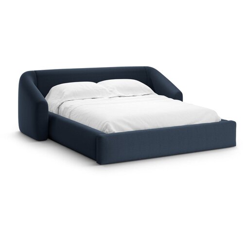 Cosmopolitan Design Temno modra oblazinjena zakonska postelja s prostorom za shranjevanje z letvenim dnom 200x200 cm Campi – Cene