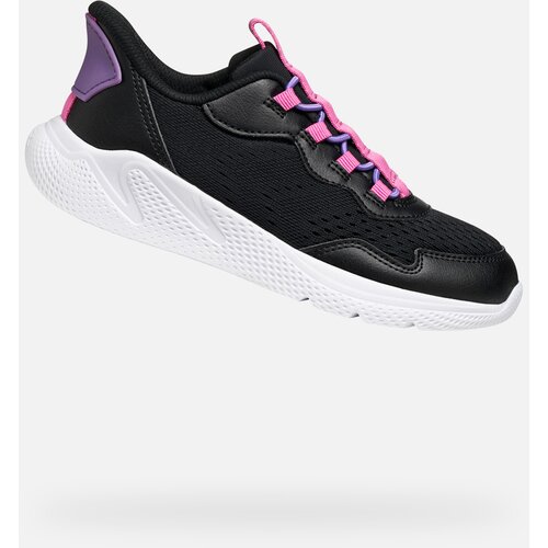 Geox Black Girls Sprintye Fast In Sneakers - Girls Cene