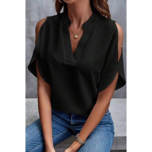 Fenzy Elegantna Široka Bluza S "V" Izrezom, Crna Cijene