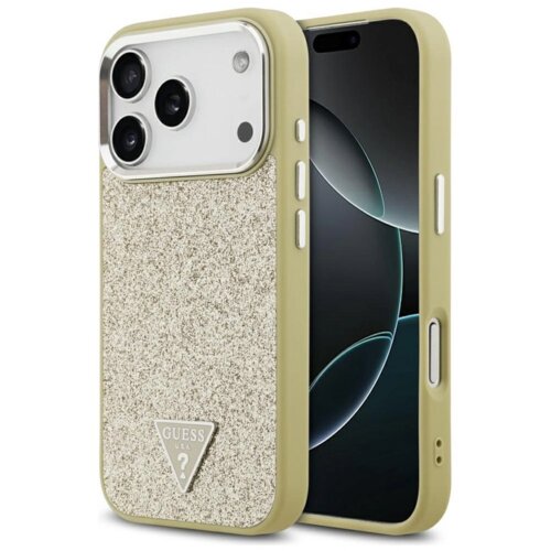  Maska Guess Glitter Triangle Logo MagSafe za iPhone 17 Pro zlatna Cene