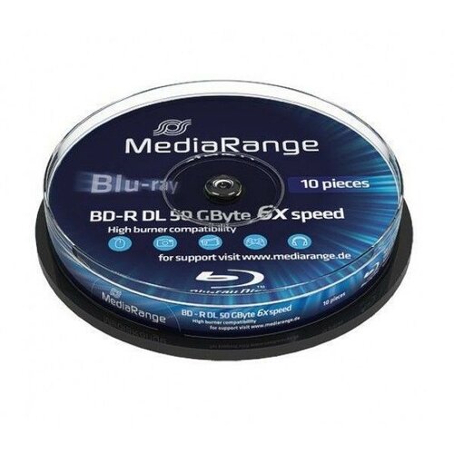 Mediarange BLU-RAY 50GB DL BD-R 6X 10CAKE MR507 disk Slike