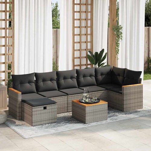  8-dijelni set vrtnih sofa od poliratana s jastucima sivi Cijene