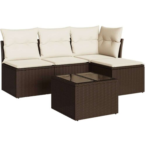 VidaXL 5-dijelni set vrtnih sofa s jastucima poliratan smeđi Slike