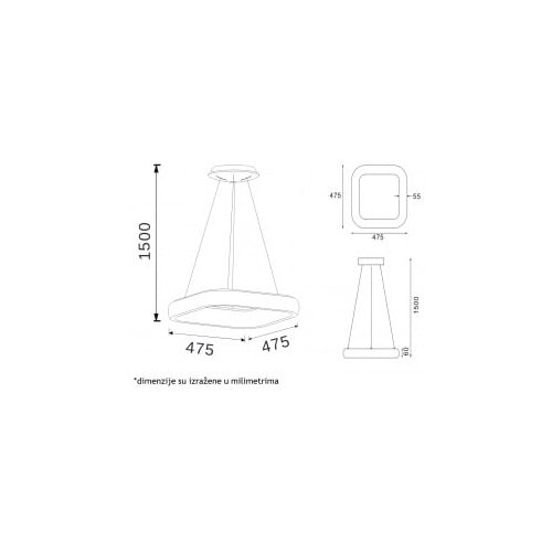 Vesta 348 VISILICA-CRNA-38W-4000K-475*475*1200mm Cene