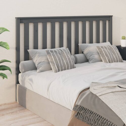 VidaXL Posteljno vzglavje sivo 166x6x101 cm trdna borovina Slike
