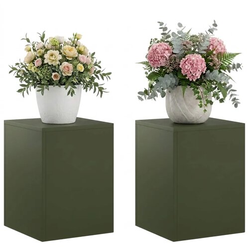  Stalak za biljke 2 pcs Maslinastozelena 30 x 30 x 40 cm Čelik - Maslinastozelena 2x (30 x 30 x 40 cm) Slike