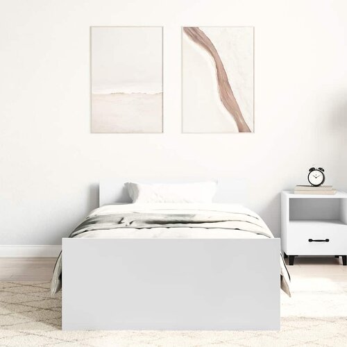  Okvir kreveta bijeli 75 x 190 cm mali od konstruiranog drva Slike
