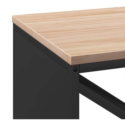  Stalak za drva za ogrjev s drvenim vrhom crni 100,5x35,5x40 cm Slike