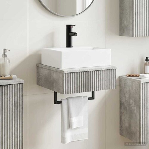  Zidni sudoper Betonska siva 40 x 41 x 39 cm Konstruirano drvo Cijene