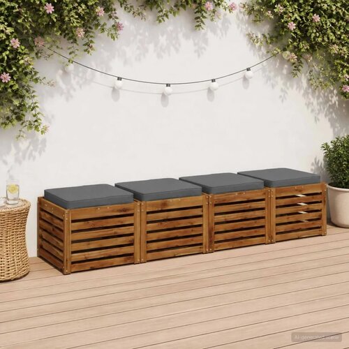 Jastučići za sjedalo od 4 dijela VUGHT 4 pcs 100% poliester - Plava (melange) 50 x 50 cm 4 Cijene
