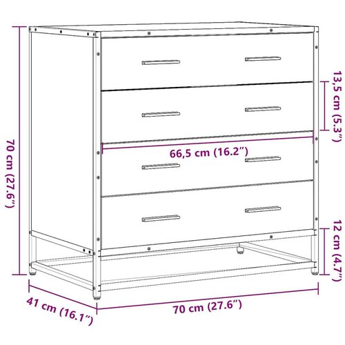 VidaXL Ormar s ladicama sonoma hrast 70x41x70 cm konstruirano drvo Slike
