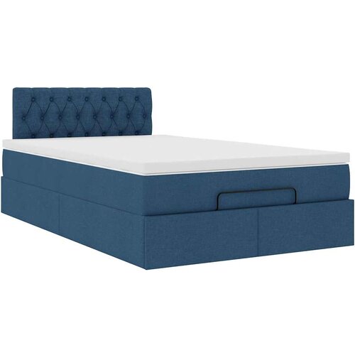  Otomanski okvir kreveta s madraca plavi 120x190 cm od tkanine Slike