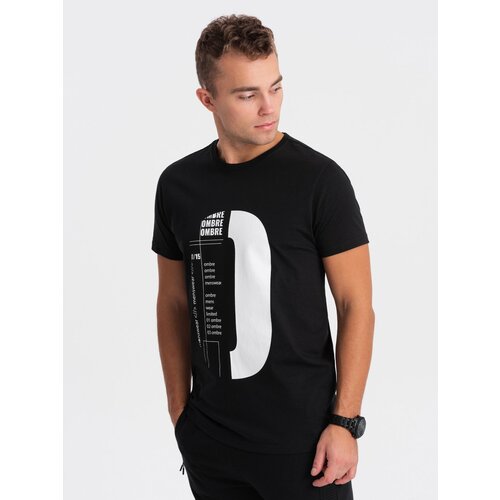 Ombre Men's printed cotton t-shirt - black Cene