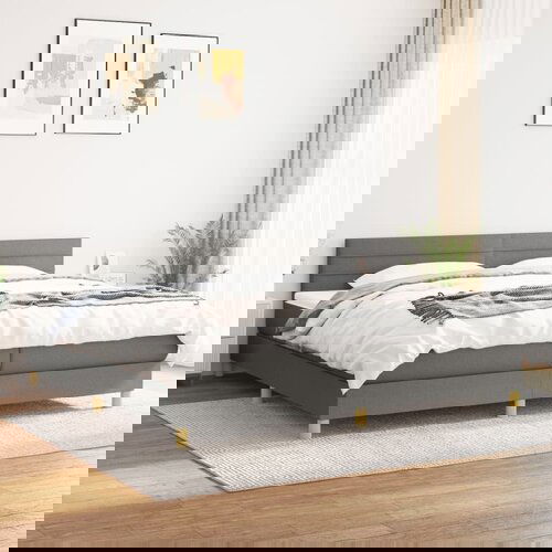 The Living Store Box spring postelja z vzmetnico temno siva 200x200 cm blago - Box Spring Postelja, (21517746) Cene