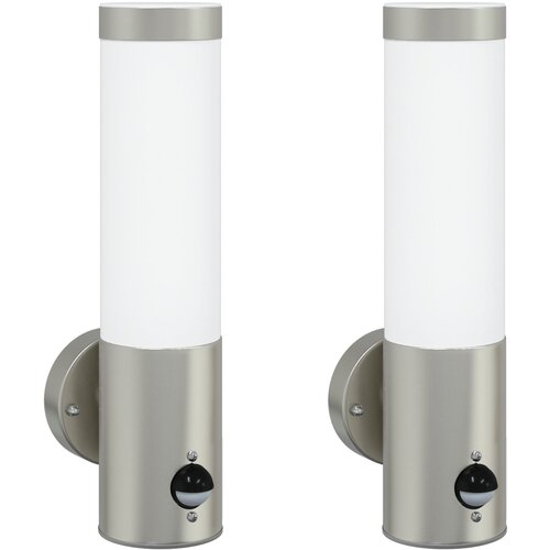 vidaXL Zunanje stenske svetilke s senzorjem 2 kosi Srebrna nerjaveča jeklena IP44, (22044570) Cene