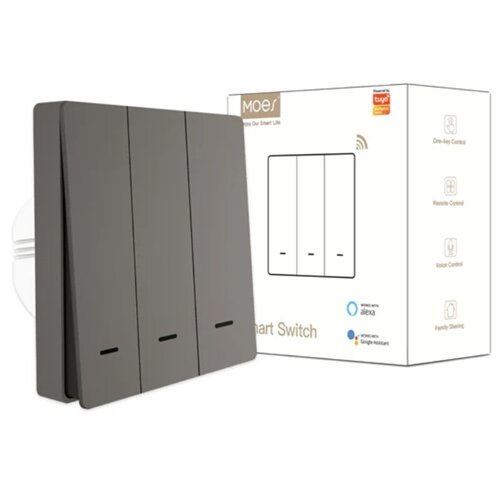 smart+ ZIGBEE MOES PAMETNI PREKIDAC SA 3 PREKIDACA SIVI ZS-B-EU3-GY-MS Cene