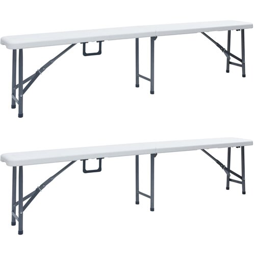  Sklopive vrtne klupe 2 kom 180 cm HDPE bijele Cene